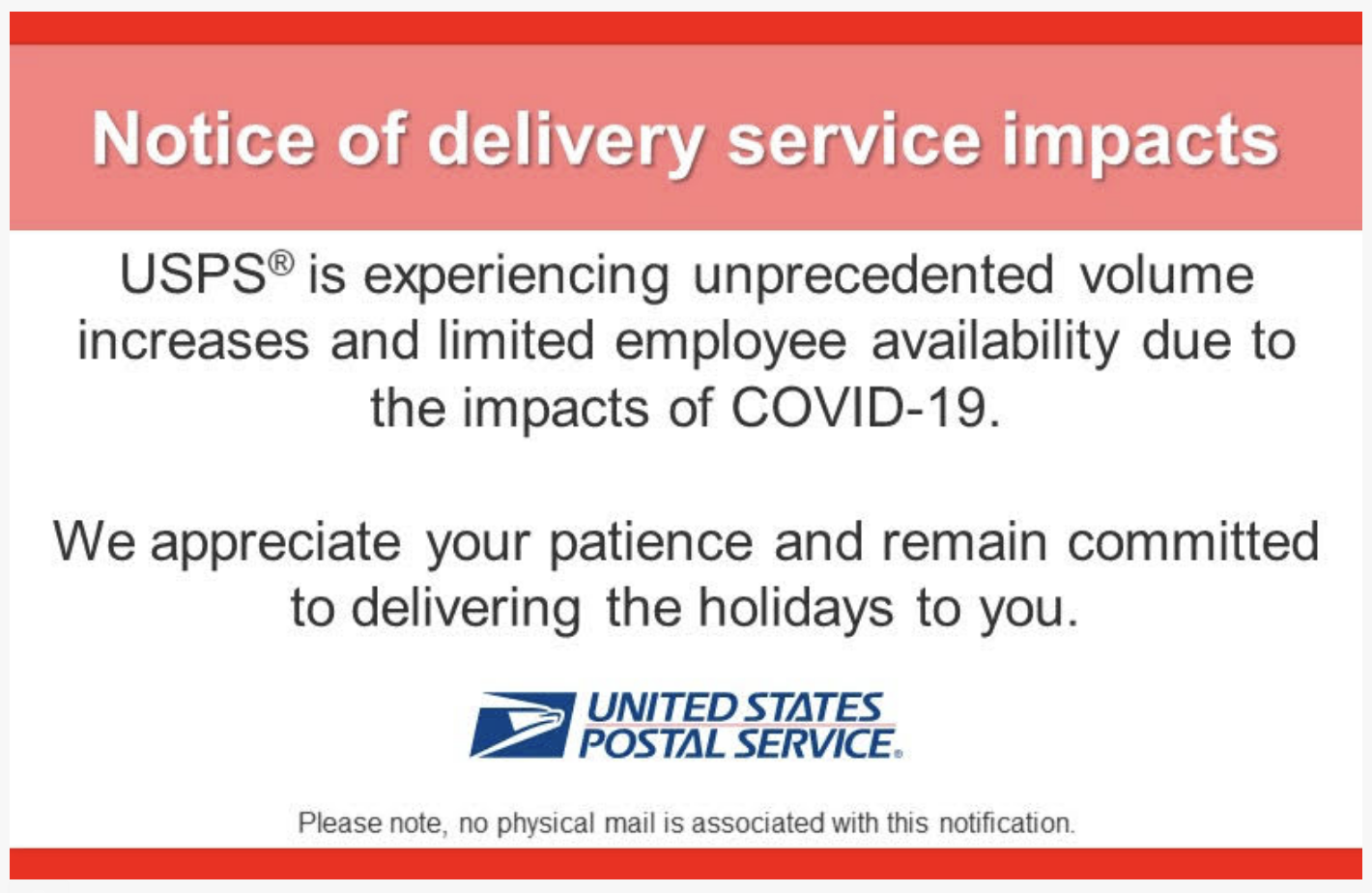 Notice of Delivery Service Impacts