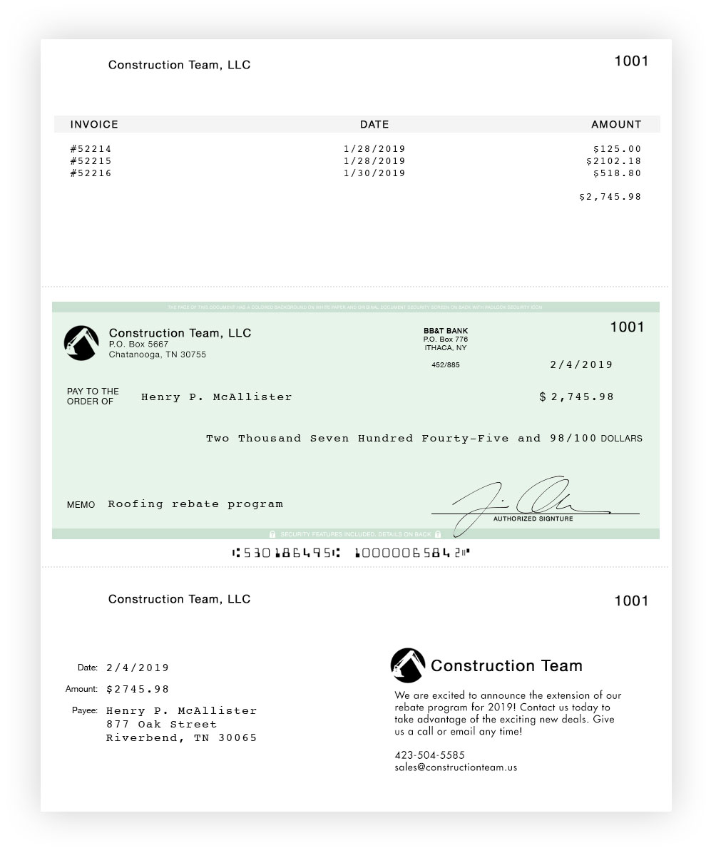 personal checks print paper