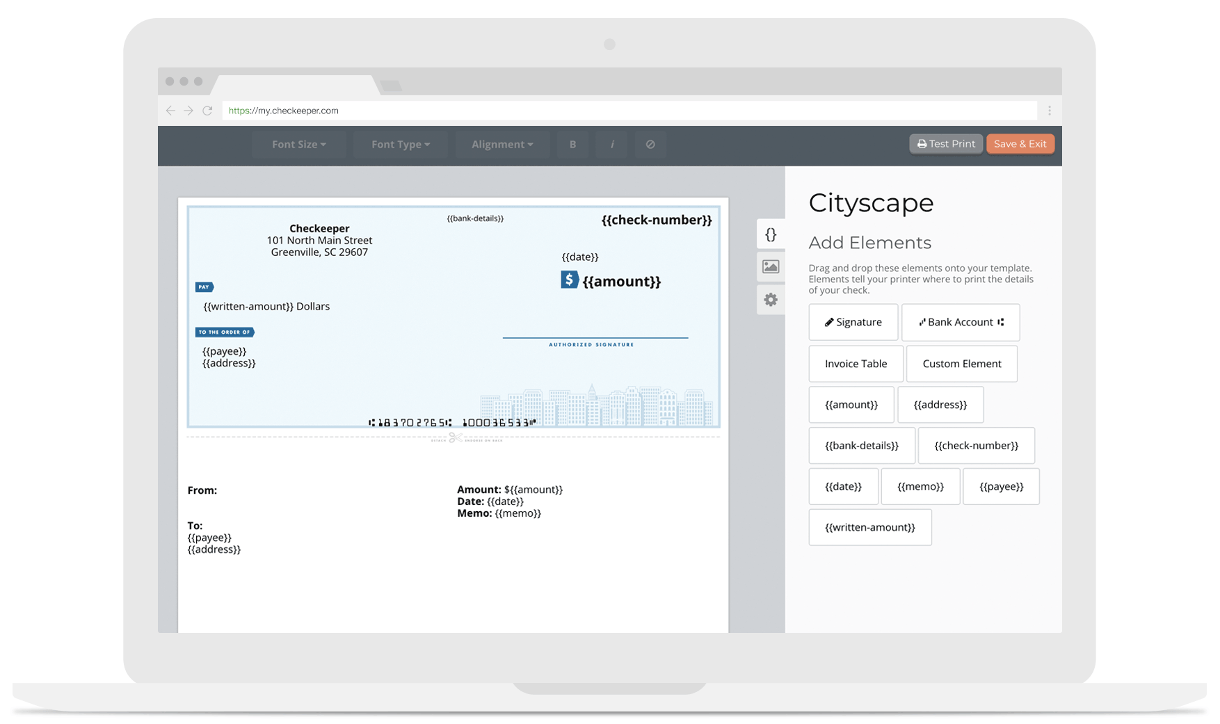 Online check registry
